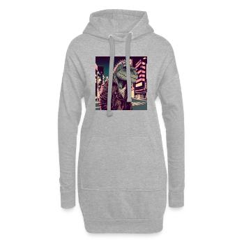 Dinosaure Japon Japon - Sweat-shirt à capuche long Femme - gris chiné - Devant