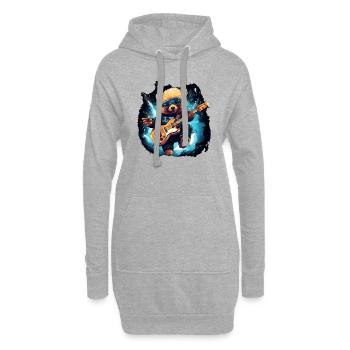 Cool Bear with Guitar for Guitar Players & Music - Hoodie Dress - heather grey - Front