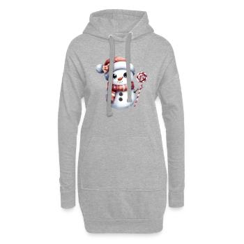 Niedlicher Schneemann mit Lolli - Hoodie-Kleid - Grau meliert - Vorne