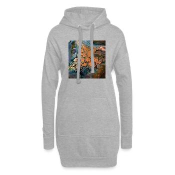 Gelb-Gold und Rot-Gold - Hoodie-Kleid - Grau meliert - Vorne