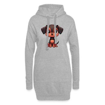 Digital illustration of cute Miniature Pinscher - Hoodie Dress - heather grey - Front