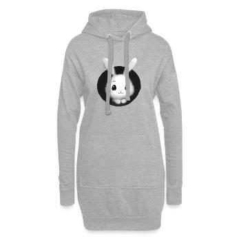 Weisser Hase Kaninchen - Hoodie-Kleid - Grau meliert - Vorne
