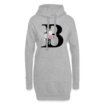 Lila Blumenbuchstabe b - Hoodie-Kleid - Grau meliert - Vorne