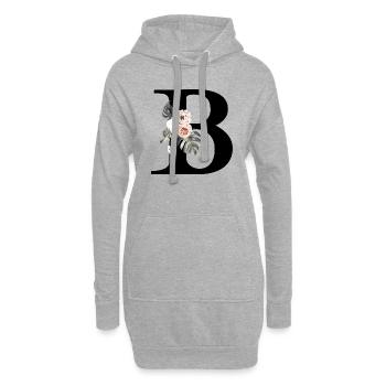 Tropischer floraler B-Buchstabe - Hoodie-Kleid - Grau meliert - Vorne