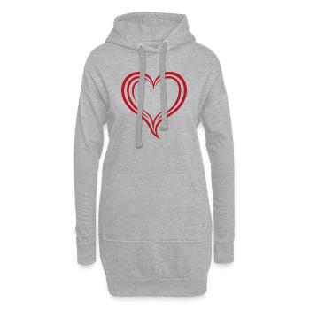Herz, Liebe, Valentinstag, Symbol - Hoodie-Kleid - Grau meliert - Vorne