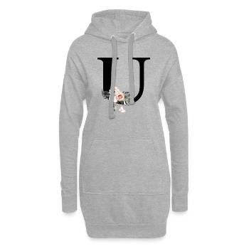 Tropischer floraler U-Buchstabe - Hoodie-Kleid - Grau meliert - Vorne