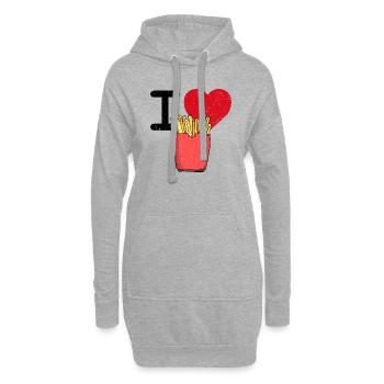 Geschenk für Pommesliebhaber - I Love Pommes - Hoodie-Kleid - Grau meliert - Vorne