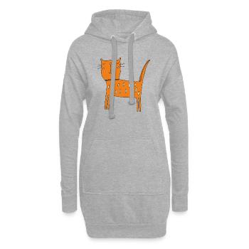 Orange chat - Sweat-shirt à capuche long Femme - gris chiné - Devant