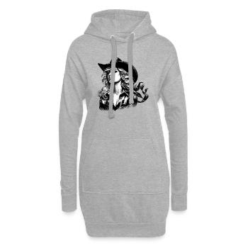 Western-Vintage-Cowboy-Mädchen, amerikanischer wilder Western - Hoodie-Kleid - Grau meliert - Vorne