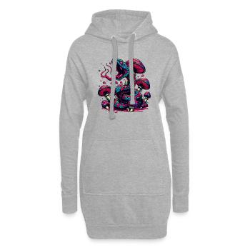 Psychedelische Schlange mit Pilzen - Hoodie-Kleid - Grau meliert - Vorne