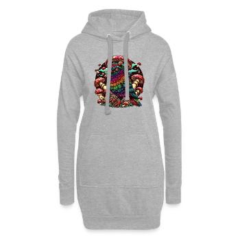 Psychedelische Eule - Hoodie-Kleid - Grau meliert - Vorne