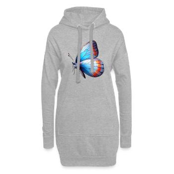 Blauer Schmetterling - Hoodie-Kleid - Grau meliert - Vorne