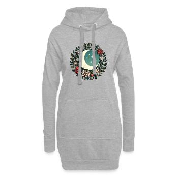 Roses en croissant de lune - Sweat-shirt à capuche long Femme - gris chiné - Devant