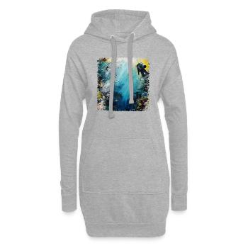 La plongée est une passion - Sweat-shirt à capuche long Femme - gris chiné - Devant