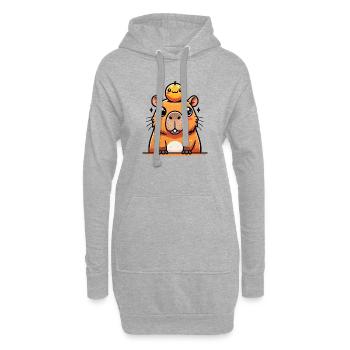 Cute Capybara with Orange - Wasserschwein - Hoodie Dress - heather grey - Front