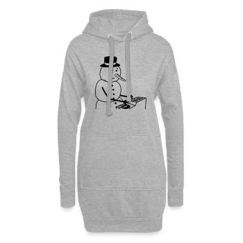 Hiver DJ Bonhomme de neige Mixeur Mixeur Fête de la musique - Sweat-shirt à capuche long Femme - gris chiné - Devant