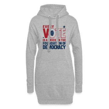 Jede Stimme zählt – das Fundament der Demokratie - Hoodie-Kleid - Grau meliert - Vorne
