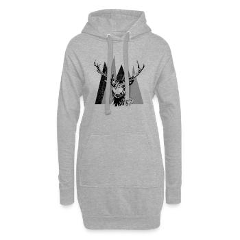 Cerf - Sweat-shirt à capuche long Femme - gris chiné - Devant