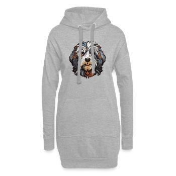 niedlicher hund - Hoodie-Kleid - Grau meliert - Vorne