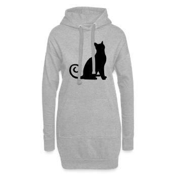 katze silhouette - Hoodie-Kleid - Grau meliert - Vorne