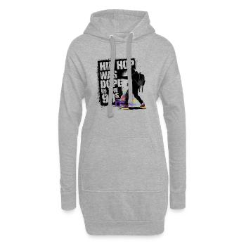 Zurück in die 90er – Hip-Hop Oldschool - Hoodie-Kleid - Grau meliert - Vorne