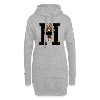 Buchstabe h Tiger - Geschenkidee - Hoodie-Kleid - Grau meliert - Vorne