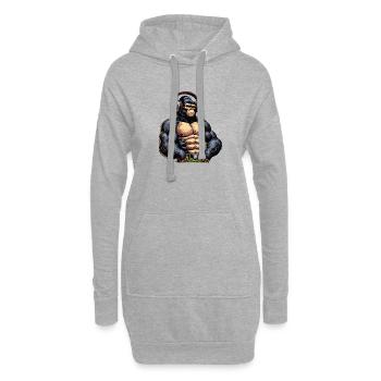 Musique de gorille - Sweat-shirt à capuche long Femme - gris chiné - Devant