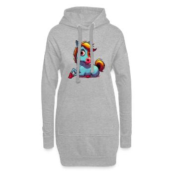 Cheval de dessin animé coloré - Sweat-shirt à capuche long Femme - gris chiné - Devant