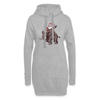 Dessin animé du Père Noël mammouth - Sweat-shirt à capuche long Femme - gris chiné - Devant