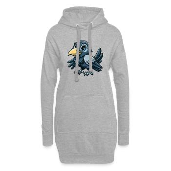 Enfant corbeau - Sweat-shirt à capuche long Femme - gris chiné - Devant