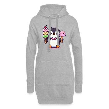 Pingouin avec glace - Sweat-shirt à capuche long Femme - gris chiné - Devant