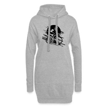 Dessin cycliste - Sweat-shirt à capuche long Femme - gris chiné - Devant