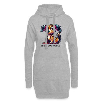 Chien Chien - Sweat-shirt à capuche long Femme - gris chiné - Devant