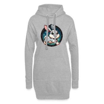 Kaninchen in der Nacht - Hoodie-Kleid - Grau meliert - Vorne