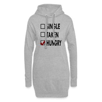 SINGLE noir blanc HUNGRY - Sweat-shirt à capuche long Femme - gris chiné - Devant