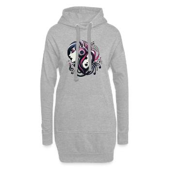Mélomanes - Sweat-shirt à capuche long Femme - gris chiné - Devant