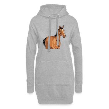 Porträt eines braunen Pferdes - Hoodie-Kleid - Grau meliert - Vorne