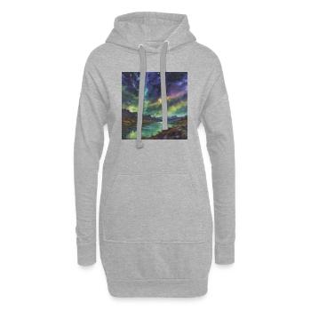 Polarlicht über dem stillen See - Hoodie-Kleid - Grau meliert - Vorne
