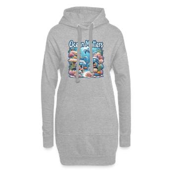 Auf die Ozeane kommt es an | Halten Sie unsere Ozeane sauber - Hoodie-Kleid - Grau meliert - Vorne