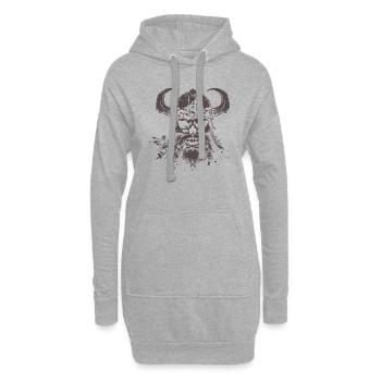 Crâne viking 1 - Sweat-shirt à capuche long Femme - gris chiné - Devant