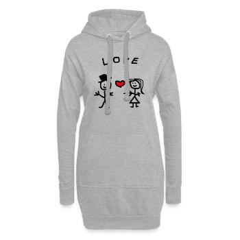 AMOUR - Sweat-shirt à capuche long Femme - gris chiné - Devant