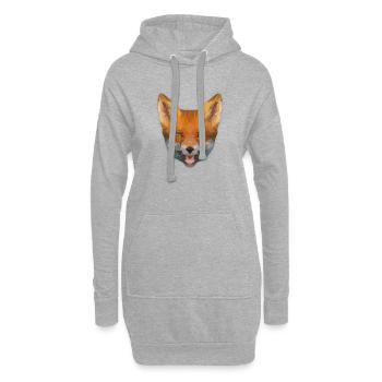 Low Poly Fox - Hoodie-Kleid - Grau meliert - Vorne