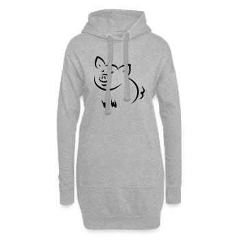 Schwein gehabt oder auch tierische Glück haben. - Hoodie-Kleid - Grau meliert - Vorne