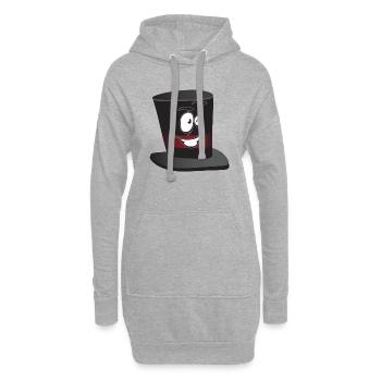 Top Hat Smiley - Hoodie Dress - heather grey - Front