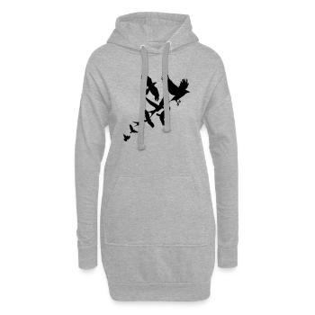 Birds - Hoodie-Kleid - Grau meliert - Vorne