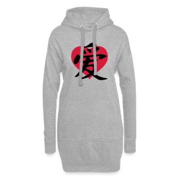 chinese_sign_love_d_2c - Sweat-shirt à capuche long Femme - gris chiné - Devant