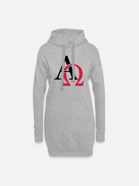 Alpha & Omega - Hoodie-Kleid - Grau meliert