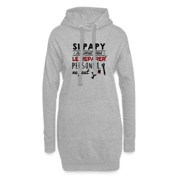 Si papy ne peut pas le réparer personne ne peut - Sweat-shirt à capuche long Femme - gris chiné - Devant