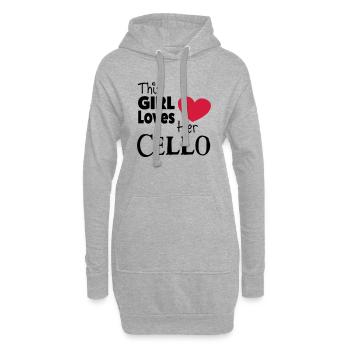 This Girl Loves Her Cello - Sweat-shirt à capuche long Femme - gris chiné - Devant