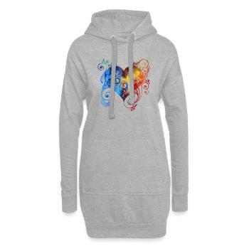 Buntes Herz - Hoodie-Kleid - Grau meliert - Vorne